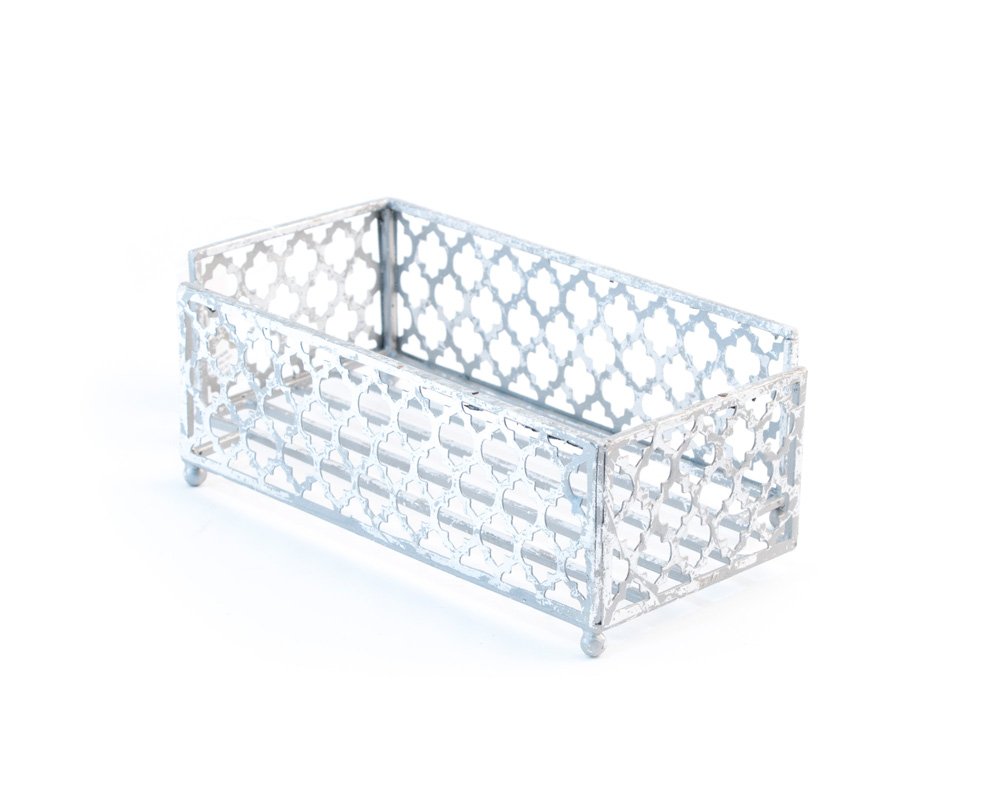 Boston International Celebrate The Home Tangier Trellis Guest Towel Holder Caddy, 8.75 x 4.75-Inches, Silver Foil
