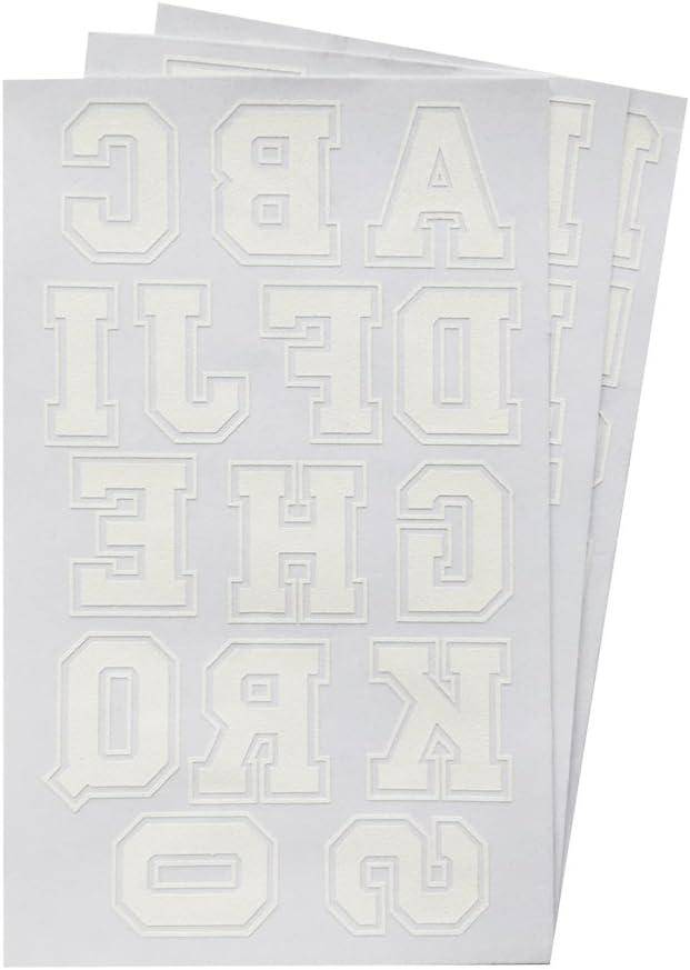 Iron on Letters & Numbers 1.75-Inch White Transfer for Clothing (White - 3 Sheet)