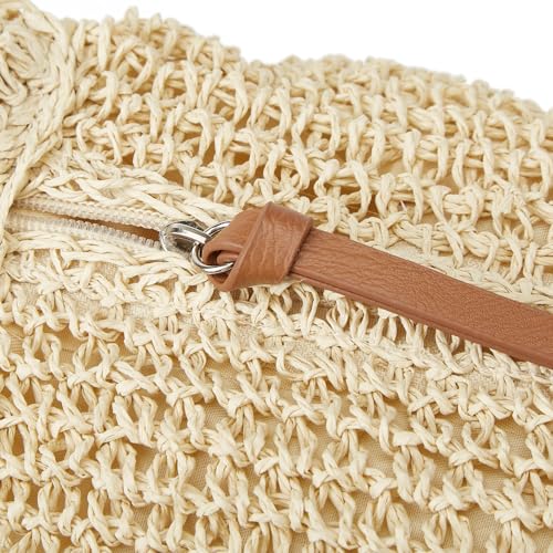 Bolso tote de paja para mujer, capacidad grande miniatura 6
