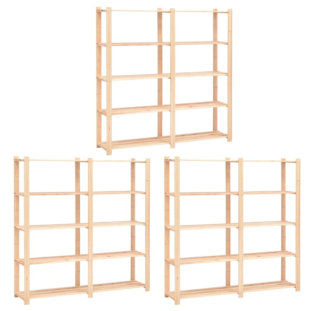 Générique Étagères de Rangement à 5 Niveaux 3pcs 170x38x170 cm Pin 500 kg,Entreprise & Industrie,Stockage Industriel,Étagères industrielles,3051110