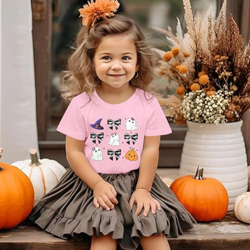 Toddler Halloween Shirt Boys Girls Pumpkin Face Ghost Shirts Jack O' Lantern Tops Kids Halloween Outfit Short Sleeve Tee2