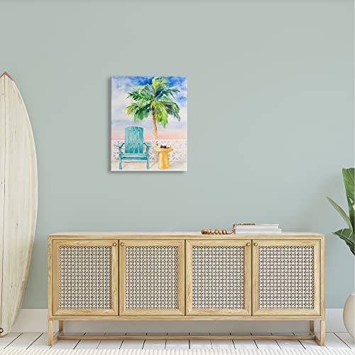 Image of Stupell Industries Tropical Beach Chair Palm Tree Seaside Painting, Design by Lanie Loreth, 24 x 30, Blue