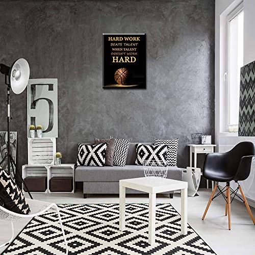 Artsbay Basketball Inspirational Quotes Canvas Wall Art Hard Work Theme Picture Painting Sport Motivational Poster Giclee Print Modern Home Decor Teens Bedroom Office Living Room Framed Decoration #TOP3