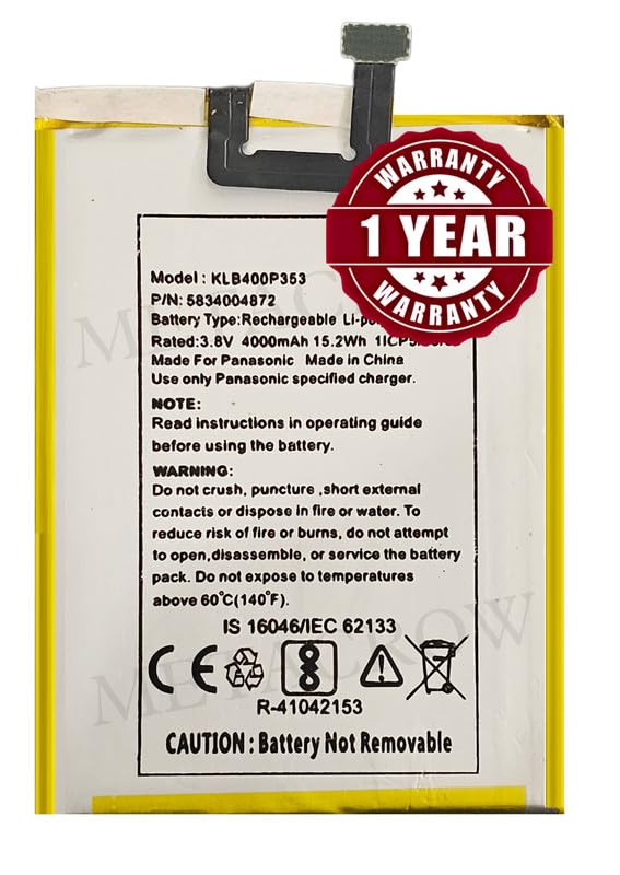 Image of Original KLB400P353 Battery Compatible for Panasonic Eluga A2 - (4000mAh) - 1 Year Warranty JK1