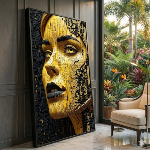 Toile femme cybernétique pour rompre la monotonie murale portrait futuriste avec cadre 21x30