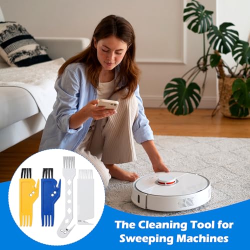 Image of 4 PCS Universal Handheld Vacuum Cleaner Brush with Built-in Blade | Vacuum Brush Cleaning Tool, 2-in-1 Roller Cleaning Tool for Sweeping Robot