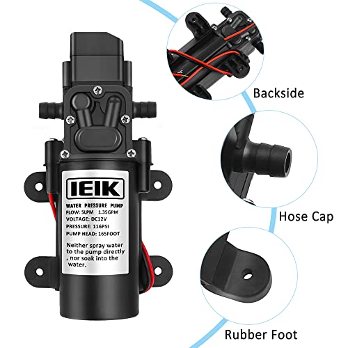Image of 12 Volt Diaphragm Pump 5LPM 1.35 GPM 116PSI Self Priming Sprayer Pump 12V DC Fresh Water Diaphragm Pressure Pump for RV Camper Marine Boat Lawn (60W)