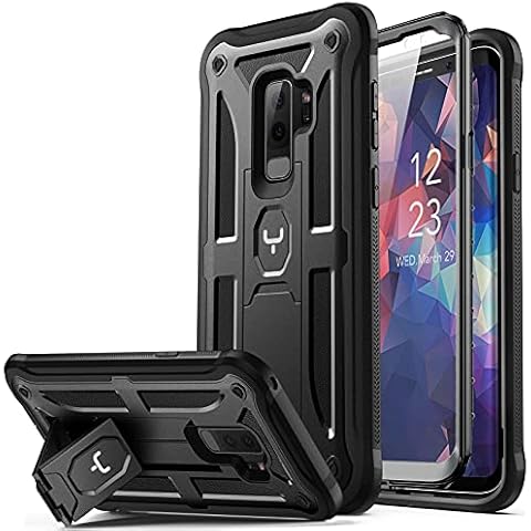 YOUMAKER Designed for Samsung Galaxy S9 Plus 6.2 inch (2018) Case with Built-in Screen Protector Kickstand Full Body Heavy Duty Shockproof Rugged Bumper Dual Layer Protector Rugged Phone Cover-Pink Cover