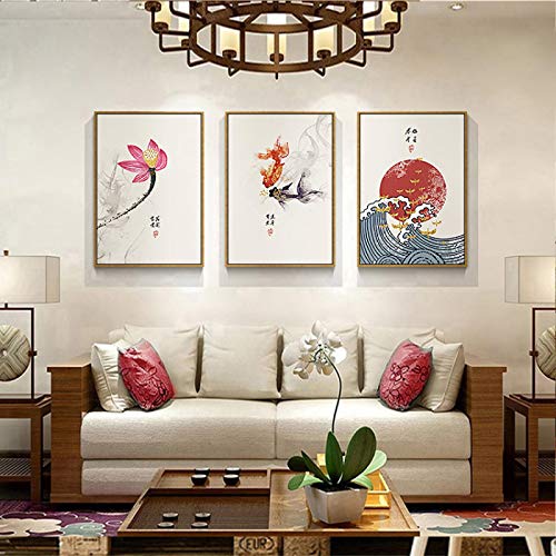 Cuadro de bambú en lienzo moderno de 50x70 cm juego de 3 piezas de arte decorativo sin marco
