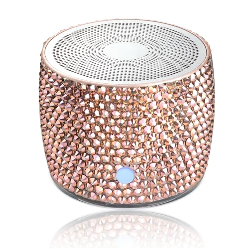 WONGS Luxury Unique Bling Crystal Rhinestone Portable Wireless Bluetooth Speakers with Clear Sound, Long Playtime, Christmas Birthday Gifts for Men, Women,Kids - Rose Gold