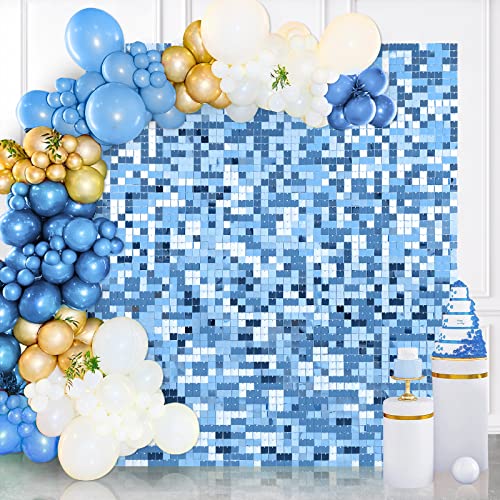 Square Sequin Wall Backdrop Panels(Pack of 36) Baby Blue Shimmer Panel for Birthday Party Decoration Wedding Decor Graduation Bachelorette Baby Shower Photo Background Anniversary