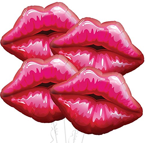 Image of 4 Pcs Red Lip Foil Balloon - 30 Inch | Cute Kiss Balloons for Pride Decorations | Lip Balloons For Pride Month Decorations, Proposal Decor, Lips decor, Anniversary Decor, KatchOn