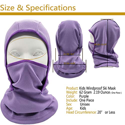 Image of Kids Balaclava Ski Mask Windproof Fleece Neck Warmer Gaiter Winter Face Warmer for Cold Weather Boys Girls