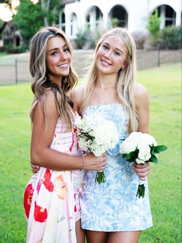 Strapless Homecoming Dresses for Teens 2025 Short Floral Tight Cocktail Mini Party Dress2