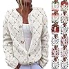 Ugly Christmas Sweater Women Plus Size Print Button up Cardigan Sweaters Winter Warm Cozy Cable Knit Sweater Coats Sweaters for Women Trendy Lightweight Cute Cardigans Winter Casual Outerwear Coats