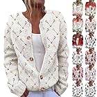 Ugly Christmas Sweater Women Plus Size Print Button up Cardigan Sweaters Winter Warm Cozy Cable Knit Sweater Coats Sweaters for Women Trendy Lightweight Cute Cardigans Winter Casual Outerwear Coats