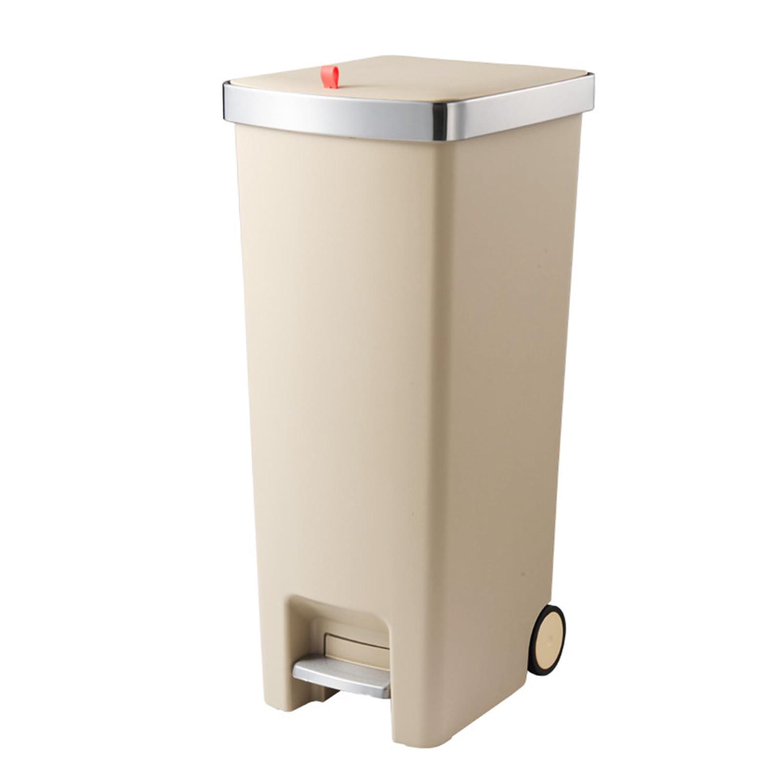 ShkitAelling 45L Kitchen Pedal Waste Bin with Wheels, Durable Plastic Rubbish Bin with Lid for Home Kitchen, Garage, Utility Room and Office, Practical Trash Container