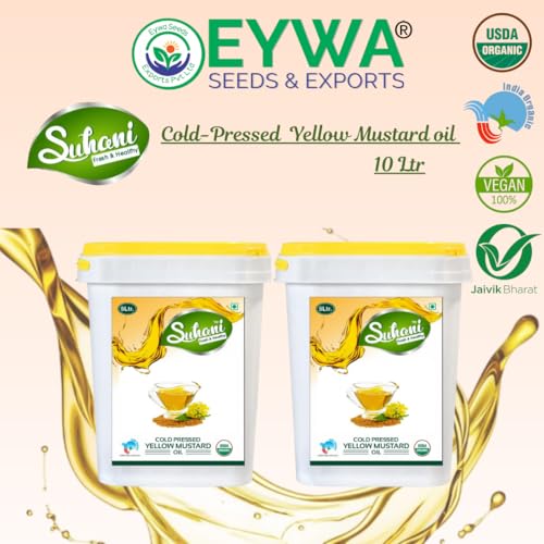 Image of Organic Cold Pressed Yellow Mustard Oil (10 Litre) Cold Pressed /Wood Pressed Oil | Pile Sarso /Yellow Mustard Kachi Ghani Ka Tel by (Suhani) EYWA