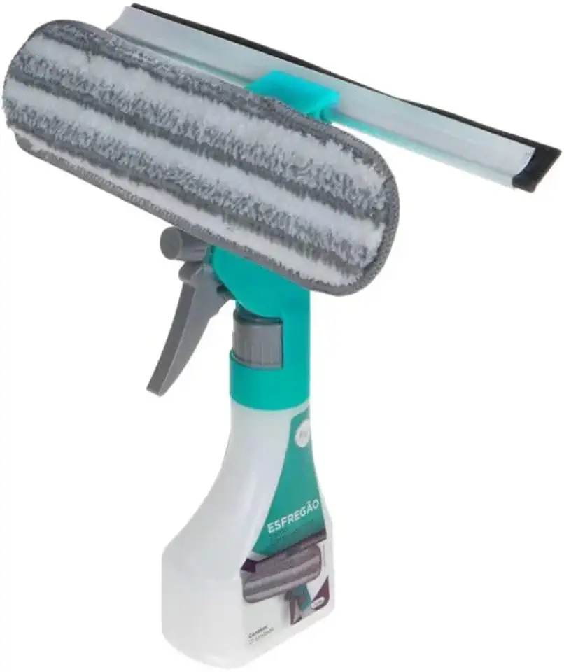 Mop Limpa Vidros Spray 3 em 1 com Borrifador, Rodo e Microfibra para Limpeza de Janelas, Espelhos, Box e Parabrisa Zero Manchas