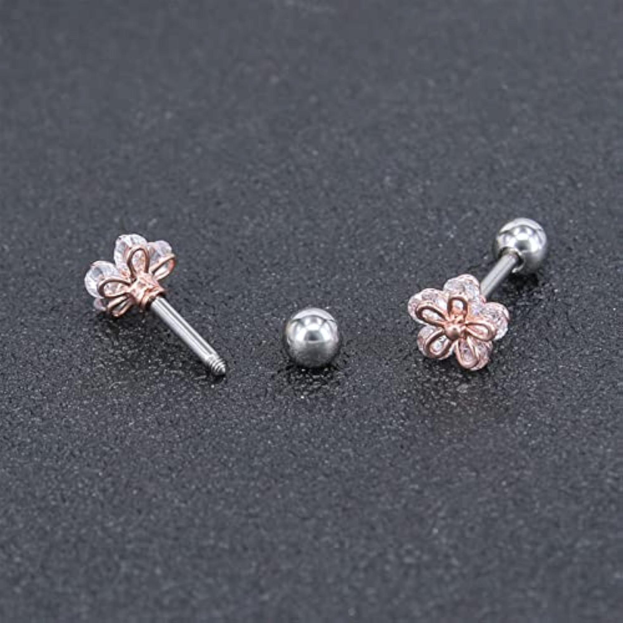 Women's Stainless Steel Flower Crystal Stud Earrings