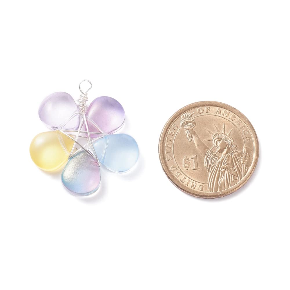 Ipotkitt 30 Pcs Mixed Color Glass Flower Charms Plant Flower Shaped Crystal Glass Charms for Jewelry Making Necklace Earring Accessory - Image 2