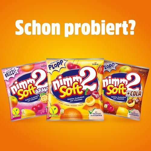 nimm2 soft – Kleine Bonbons mit flüssiger Fruchtsaftfüllung und Vitaminen zum Naschen für Kinder und Erwachsene – (1 x 345g Beutel)