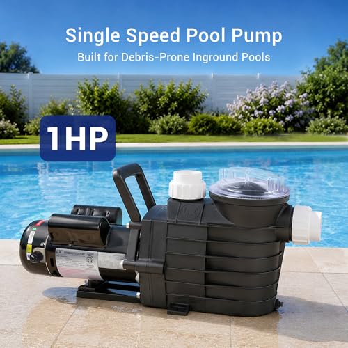 Image of 1HP Pool Pump Inground, 6022 GPH, 115 /208-230V, Powerful Self Primming In /Above Ground Pool Pump, Low Noise Swimming Pool Pump with Large Filter Basket & 2 /1.5 inch Fittings