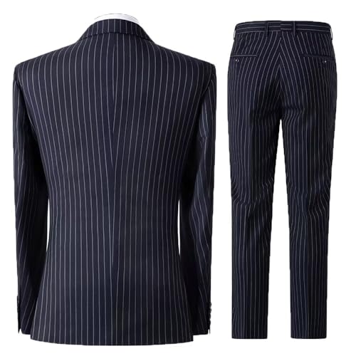 Men's 3 Pieces Pinstripe Suits Slim Fit Stripe Tuxedo Sets for Men Business Formal Wedding Blazer Jacket Vest Pants Sets2