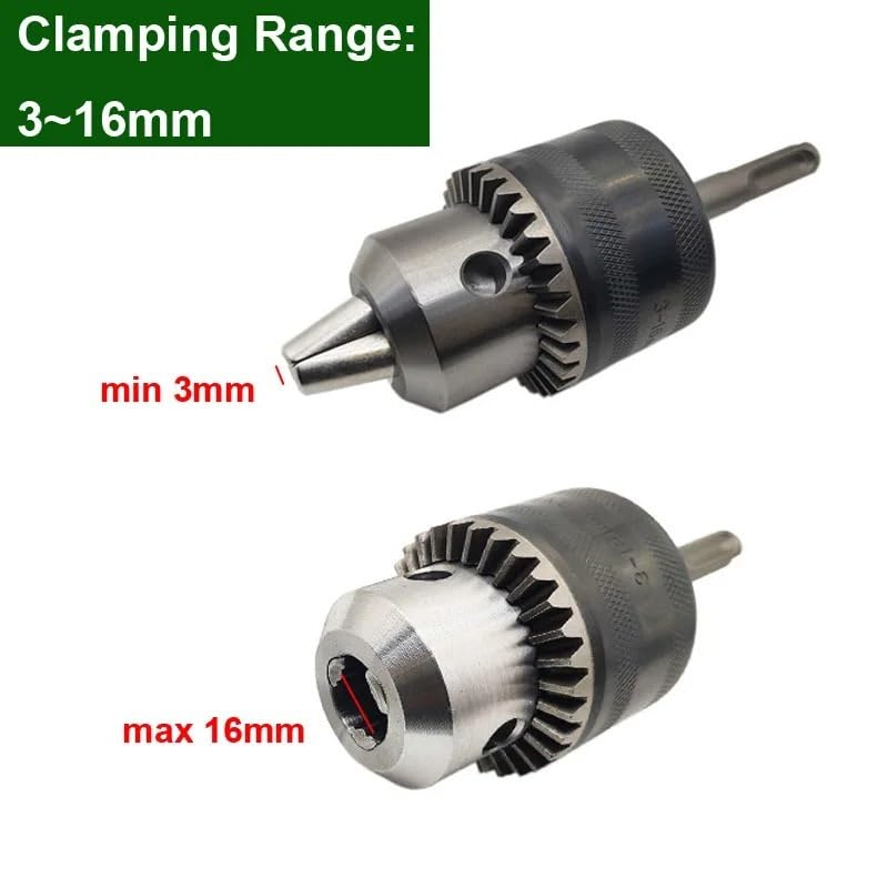 3-16mm 3-szczękowy uchwyt wiertarski konwerter 1/2"-20UNF gwint szybkozmienny adapter SDS-Plus trzpień sześciokątny 1/4" do klucza udarowego(Chuck-SDS Plus)