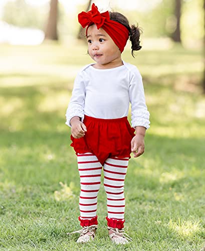 Image of RuffleButts Little Girls Solid Knit Footless Ruffle Tights