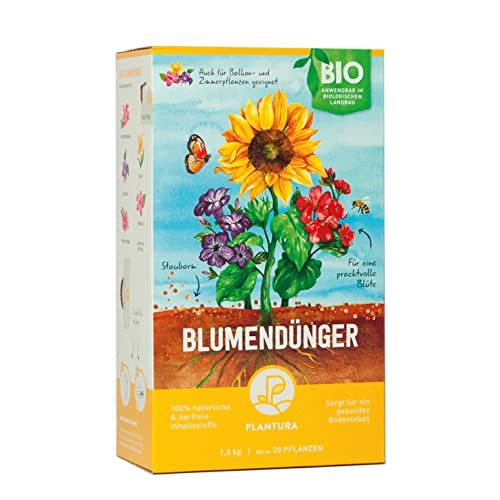 Plantura Bio Blumendünger mit 3 Monaten Langzeitwirkung, 1,5 kg, für den Garten & Balkon-Pflanzen, für eine prächtige Blüte, gut für den Boden, unbedenklich für Haus- & Gartentiere