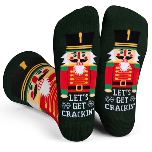 Lavley Lets Get Crackin Nutcracker Socks - Funny Socks for Men Women and Teens Cozy Stocking Stuffer Party Gift Unisex One Size Holiday Fun or Everyday Wear