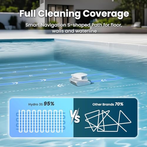Image of Chasing Hydro 3S Cordless All-in-one Cleaning Robot Vacuums and Scrubs, Double Superior Cleanliness, 5 Hours Runtime + Smart Navigation S-Path, Ideal for Above & In-Ground Pools up to 1614 sq.ft