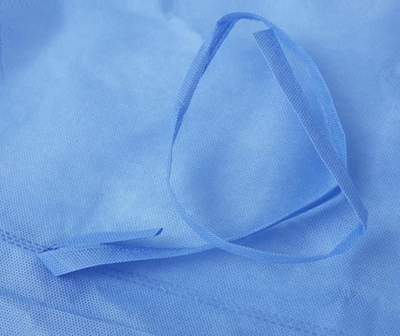 Image of Disposable Isolation Gowns for Medical, Dental and Lab, Poly-Reinforced SMS Fabric, Level 3 Sterile, Latex-Free, Long Cuffed Sleeve, One Size, Blue - Pack of 5