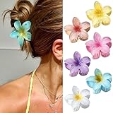 Cerrito 4 Pcs Colorful Flower Hair Claw Clips for Women & Girls, Gradient Lily Design, Strong Hold, Lightweight, Cute & Stylish Hair Accessories for Daily Use, Travel, Gifting, Multicolor