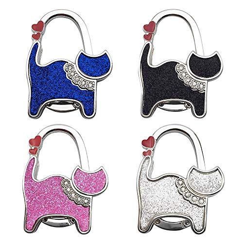 Preisvergleich Produktbild 4 Stück Handtaschen Tischaufhänger, Klappbarer Geldbeutel Haken, Katzenform Handtaschen Klapphaken Set, Geldbeutel Halter