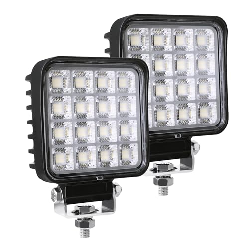 Primelux 4.3 Inch 192W 12600lm LED Work Light Bar, IP68 Waterproof 12/24V LED Light Pods 2PCS Simple Installation, Off Road Lights for Semi-Trailers Truck-Trailers Trucks UTV ATV SXS and Boats