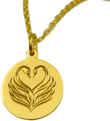 925 sterling silver necklace 22mm|18 inch chain | swans pair love - symbol of love and unity | swan pendant | romantic jewelry | unique or him| gold plating handmade jewelry |WWRPG_01923