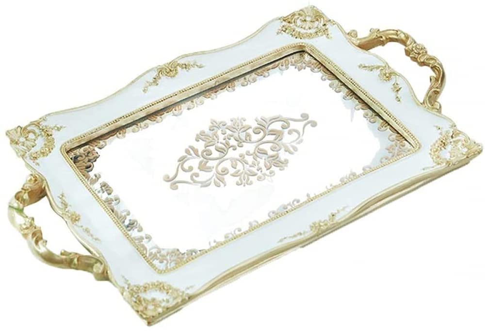 XWBLDBDFC Carved Resin Mirror Tray Cake Tray Wedding Tray Pendulum Props