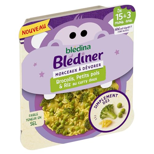 Blédina Morceaux à Dévorer - Petits Plats Bébé - Brocolis; Petits Pois et Riz au curry doux - Dès 15 Mois - 6 Assiettes de 200g – Image 5
