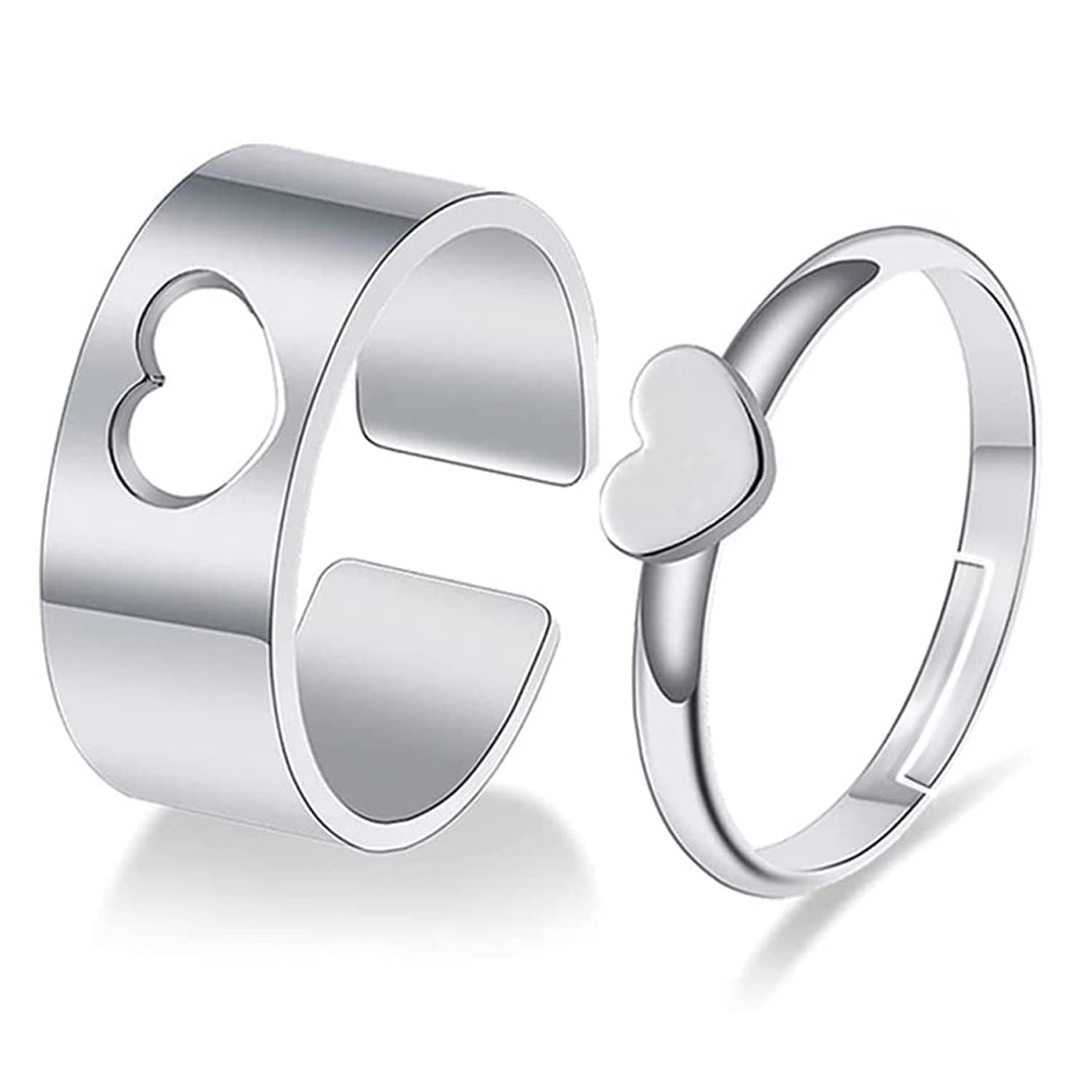 Okos Valentines Day Collection Rhodium Plated Brass Metal Love Heart Adjustable Couple Ring For Men And Women FR1000966 (B09Q8VNQDN) Amazon Price History, Amazon Price Tracker