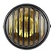KIMISS Faro per motocicletta 7in Faro tondo per motocicletta Copriobiettivo per griglia Lampadina alogena da 35W Lampada per moto stile retrò(Vetro giallo)