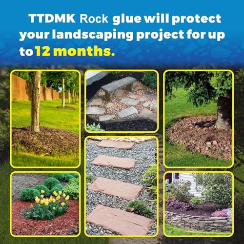 Make 42oz Rock Glue for Landscaping, Concentrated Mulch Glue, Gravel Binder for Pea Gravel, Bark, Waterproof Clear Outdoor Mulch Anchor, Stone Stabilizer for Paths, Patios