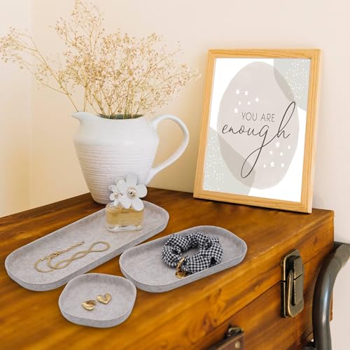 Welaxy EDC Cathall Felt Pill Shaped Tray Stylish nightstand Multi Tray Entryway Bedside Caddy for Keys Phone Wallet Watch Glasses Pens Minimalist Living 3-piece (Oatmeal) by Welaxy - Used condition - Image 2