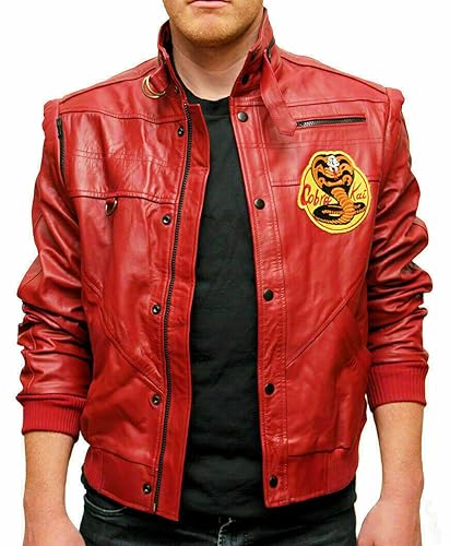 Johnny Lawrence Red Karate Kid Cobra Leather Bomber Jacket