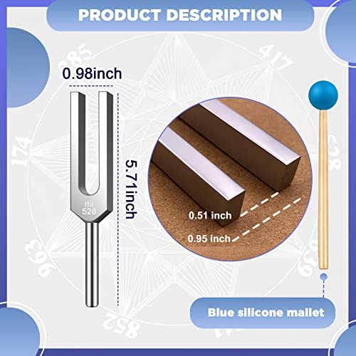 528 Hz Tuning Fork For Healing, Dna Repair, Reliever Stress And Perfect Healing Musical Instrument, With Blue Silicone Hammer #TOP3