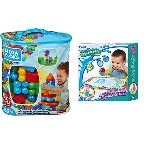 MEGA Bloks Sac Bleu, Jeu de Blocs de Construction, 60 pièces, Jouet pour bébé et Enfant de 1 à 5 Ans, DCH55 & AquaDoodle Tomy - Mes 1ères Marques, Tapis...