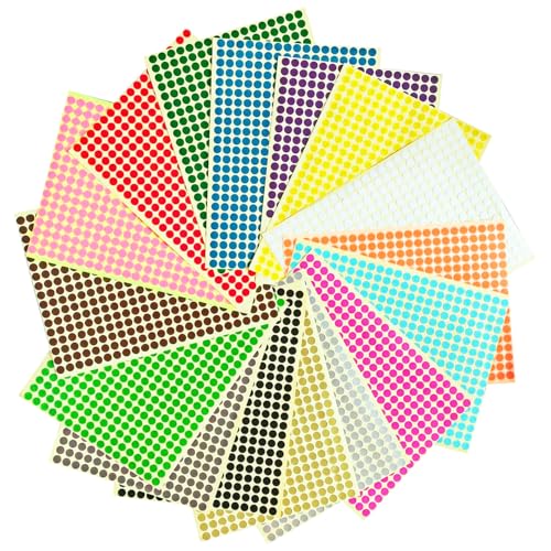 6528Pcs Coloured Dot Stickers 6 mm Coloured Self Adhesive Circle Dot Labels