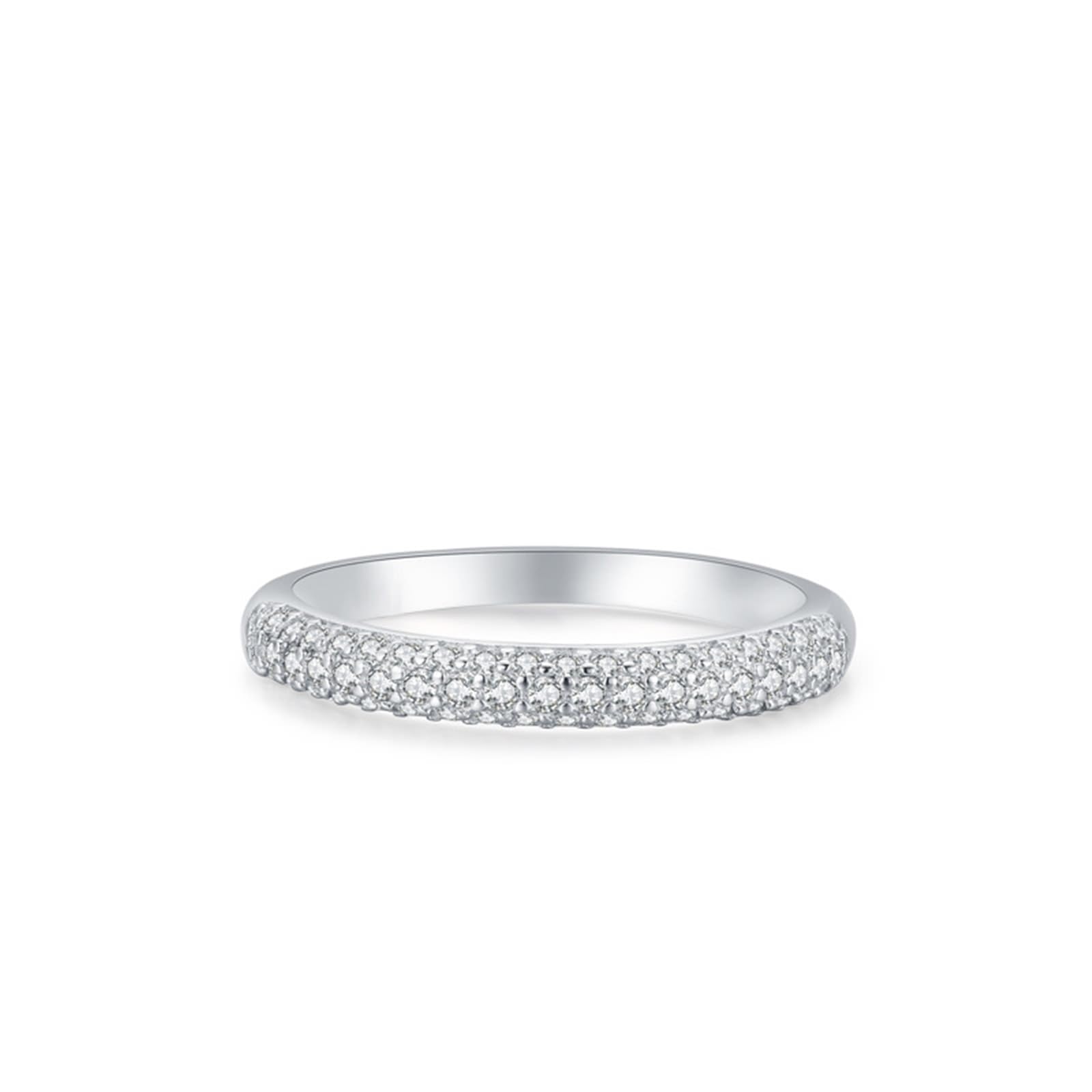 Anillo de oro blanco de 9 K/14 K/18 K, doble fila, anillo solitario con moissanita, joyas de oro auténtico, Au 375/585/750, oro blanco, talla 47-65