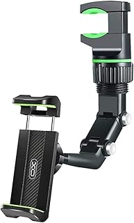 حامل هاتف محمول قابل للتعديل للسيارة، مشبك تثبيت على فتحة التهوية، تصميم كربوني أسود مع تفاصيل خضراء من LOKYBOY .